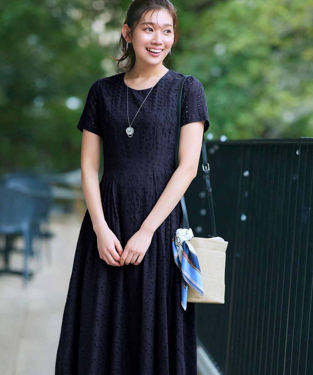 Tiaclasse 【洗える】パンチングレーススカラップワンピース 