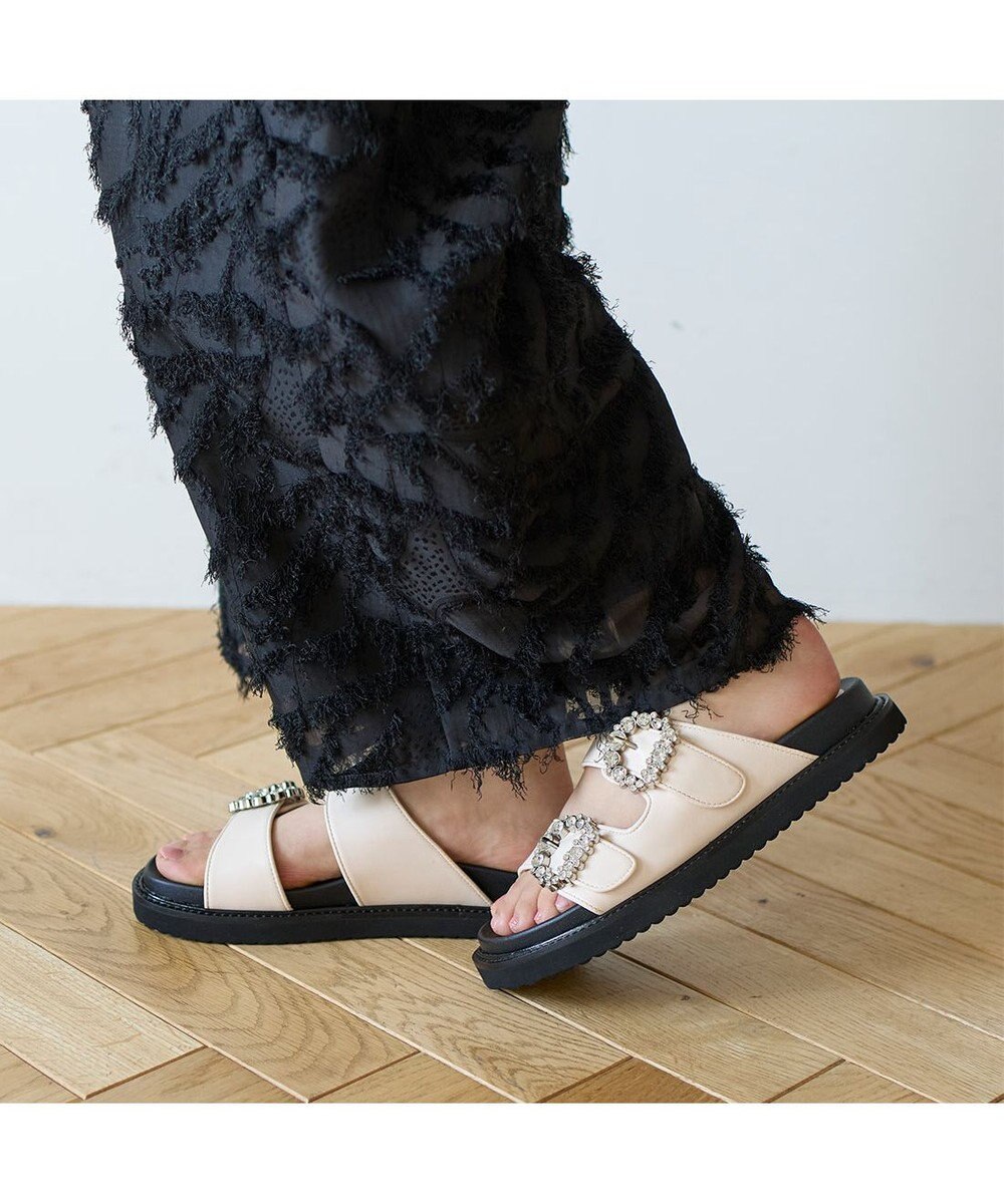 MODE ET JACOMO <carino>厚底ビジューバックルサンダル 