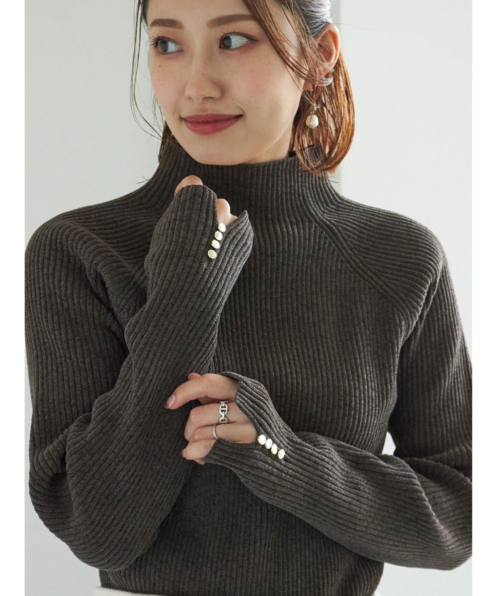 Te chichi モールリブスタンドネックニット 