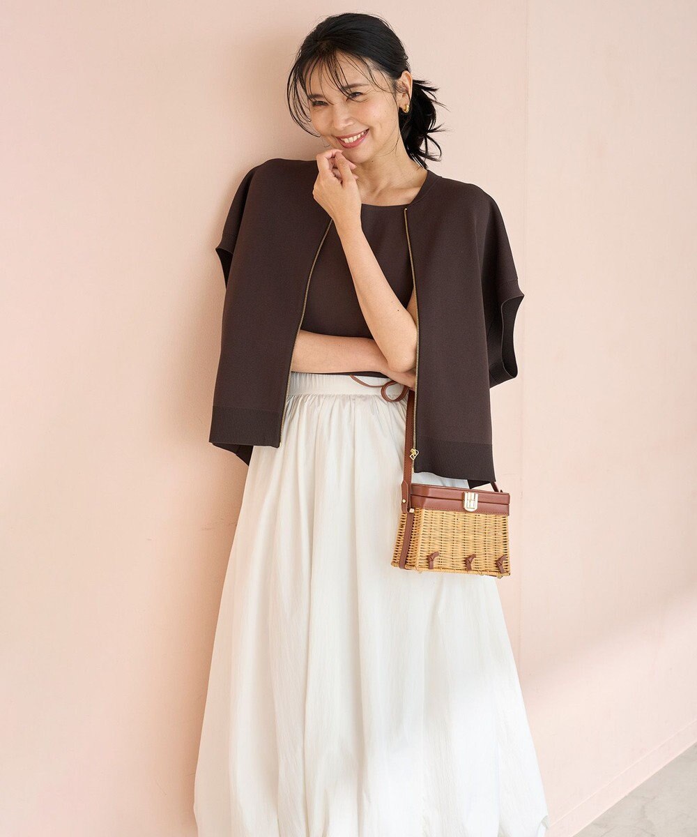 UNFILO L スゴ機能美ニット スリーブレスブルゾン 