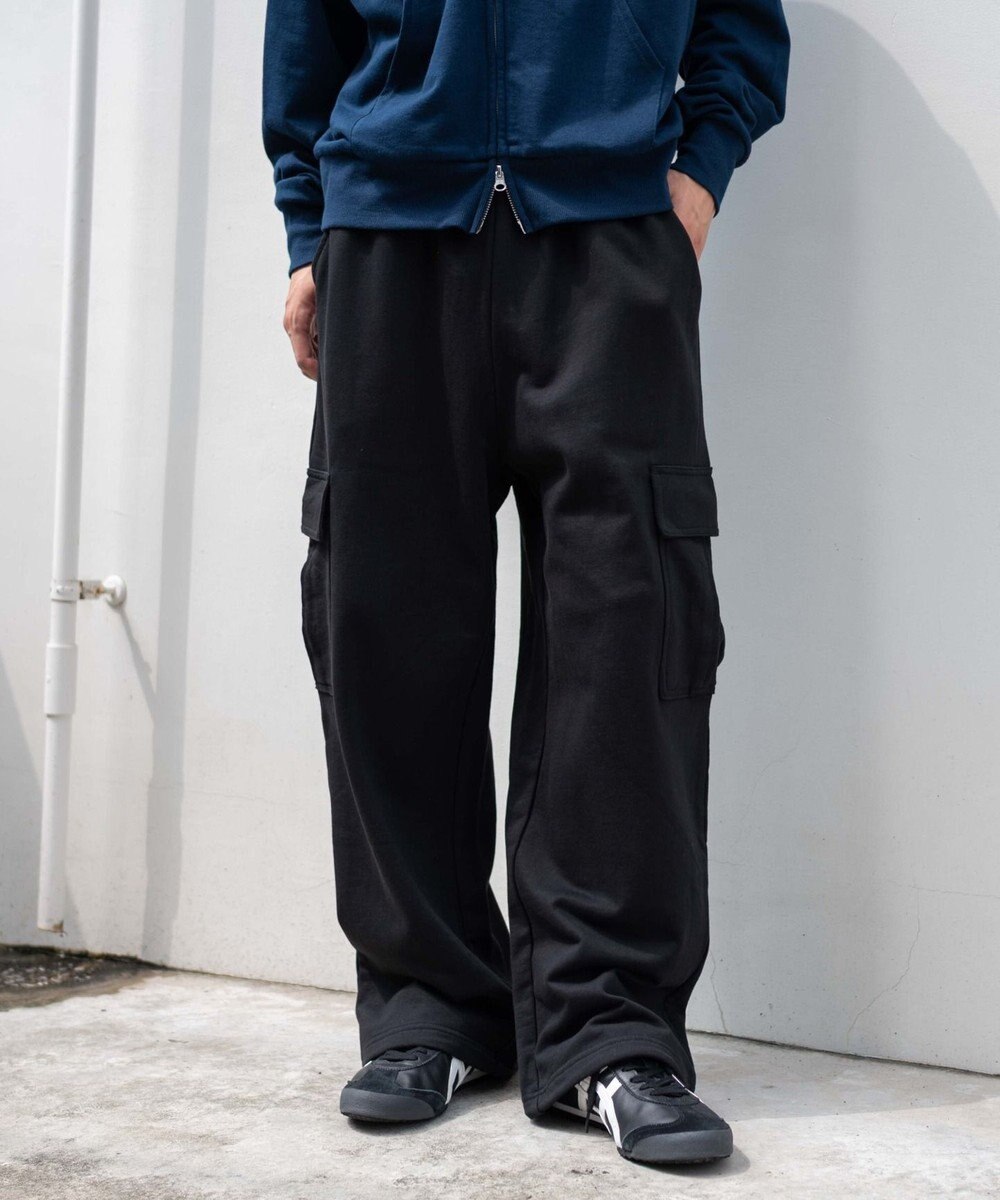 WEGO 【ユニセックス着用ITEM/ウエストゴム/MLサイズ展開】ワイドスウェットカーゴパンツ 