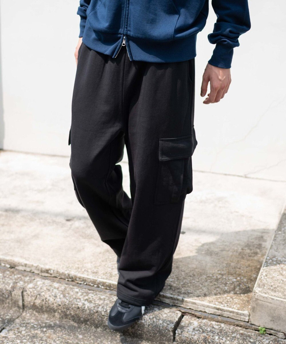 WEGO 【ユニセックス着用ITEM/ウエストゴム/MLサイズ展開】ワイドスウェットカーゴパンツ 