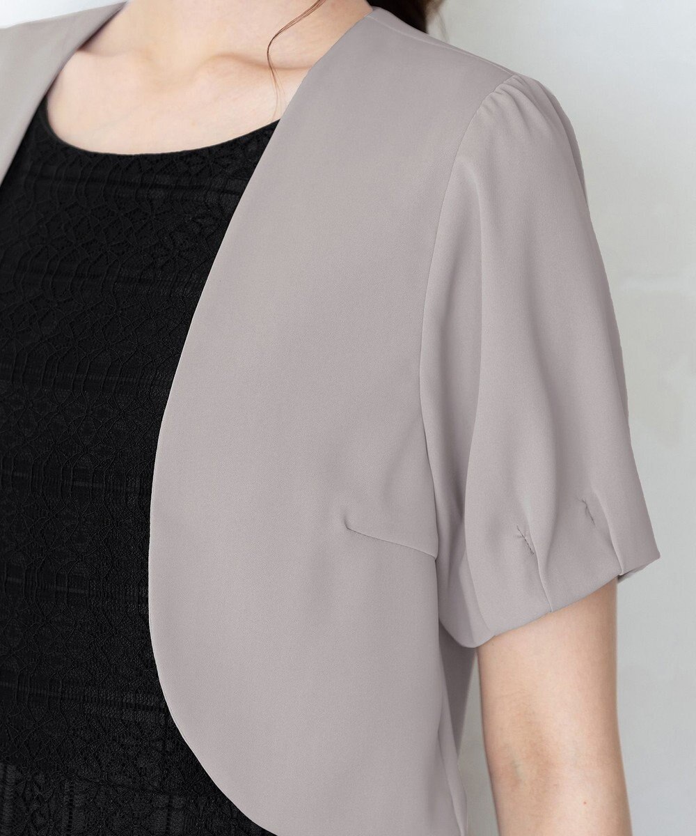 Tiaclasse 【洗える】大人上品なタックパフスリーブボレロ 