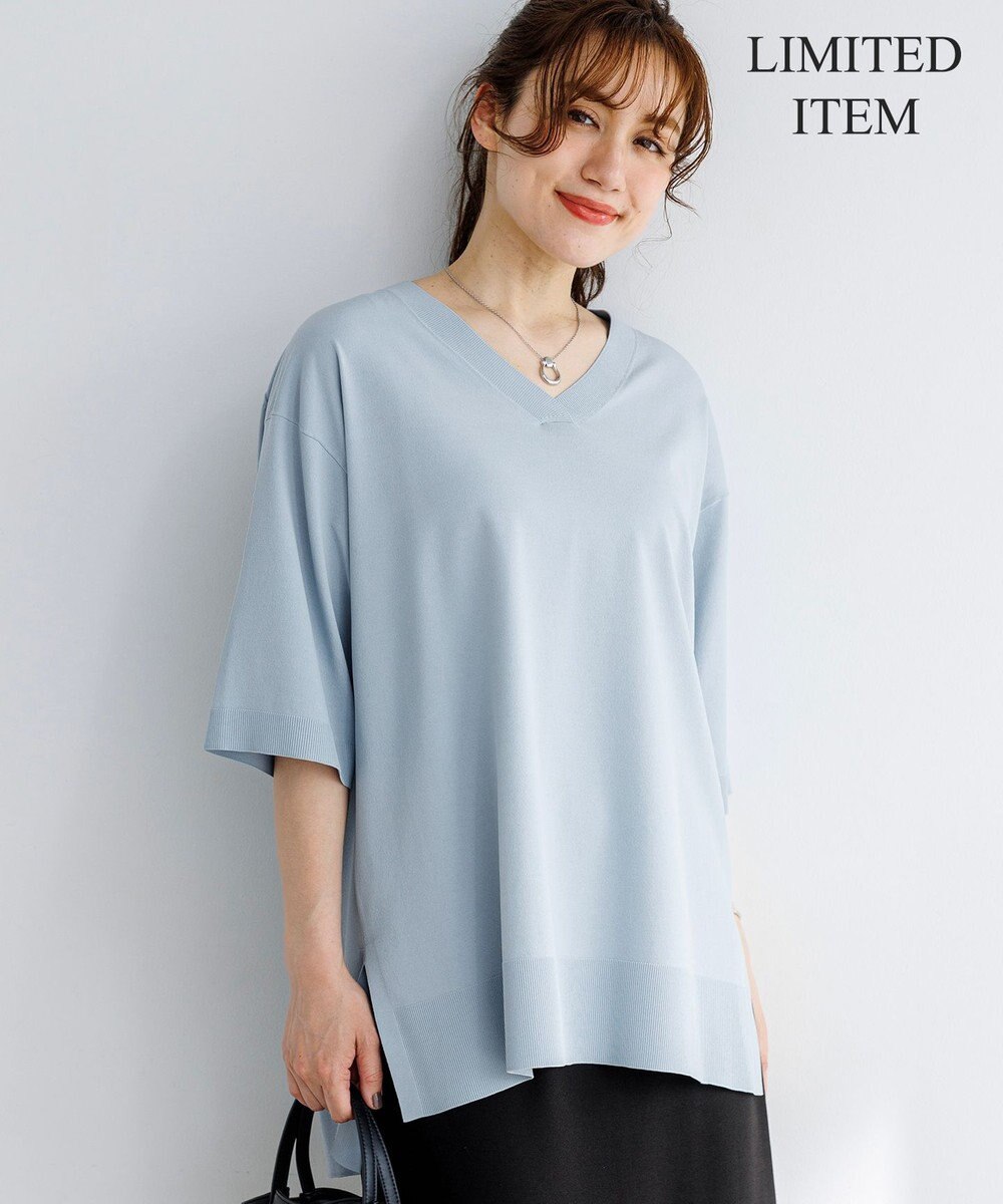 23区 L 【先行予約/WEB&一部店舗限定カラーあり/Lサイズ限定】レーヨンポリエステルストレッチ Vネック ニット 