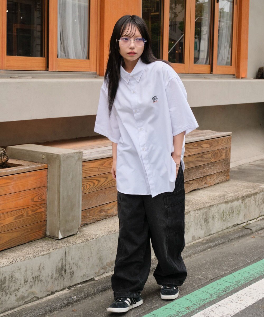 WEGO 【ユニセックス着用ITEM/MLサイズ展開】オックスフォードワンポイントシャツ（SS） 