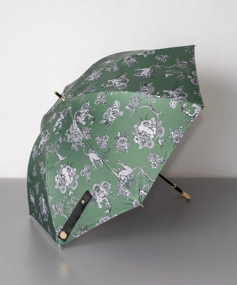 AURORA Beaurance ビューランス プリント柄 晴雨兼用傘 (1段スライドショート傘) 日傘 カーキ