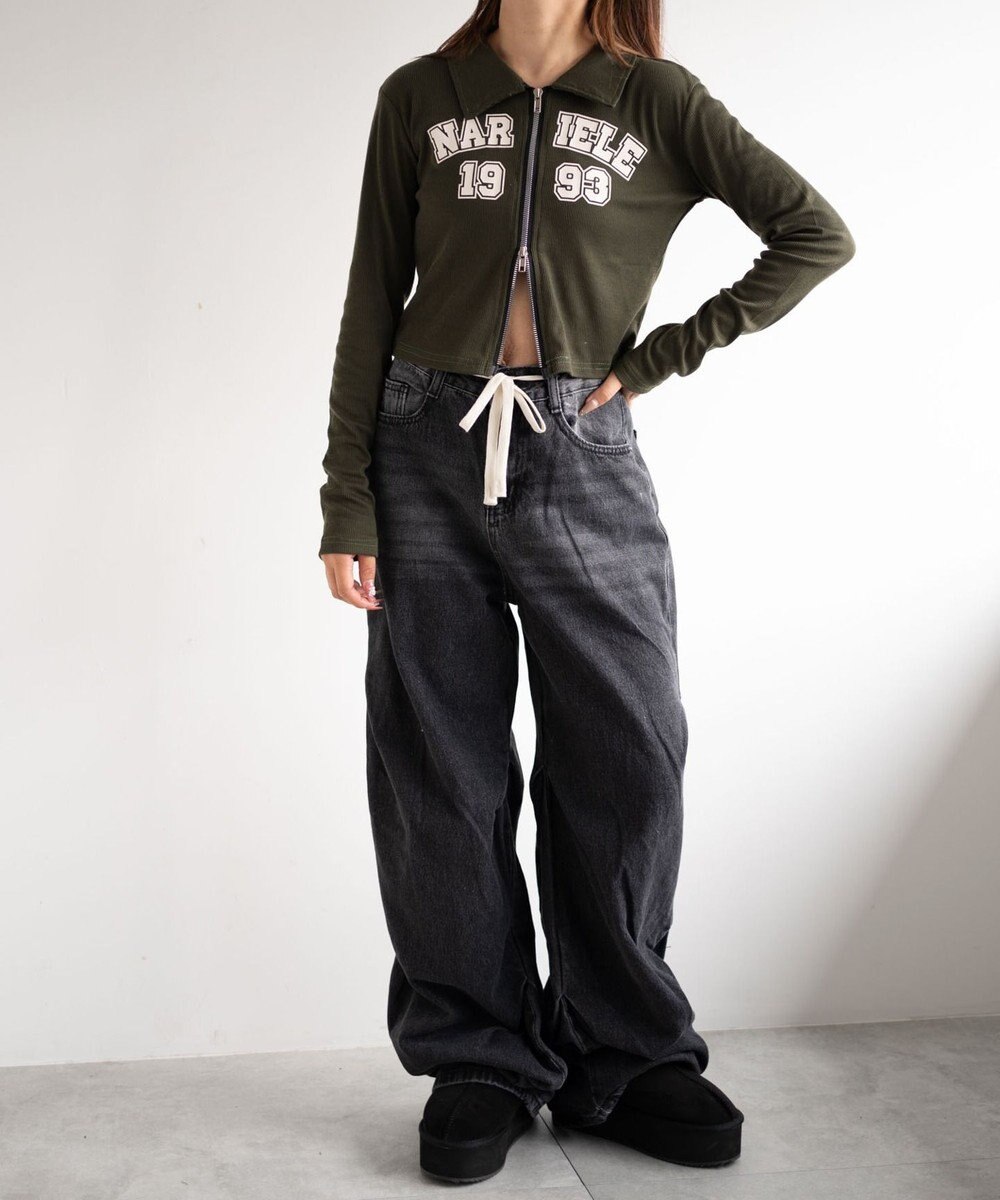 WEGO ドロストコードフレアデニム 