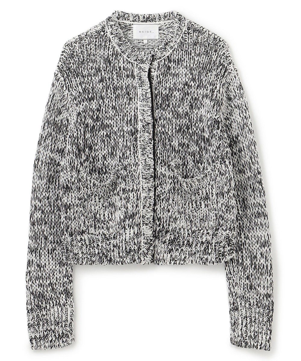 BEIGE， 【洗える】THYME / クルーネックコットンメッシュカーディガン 