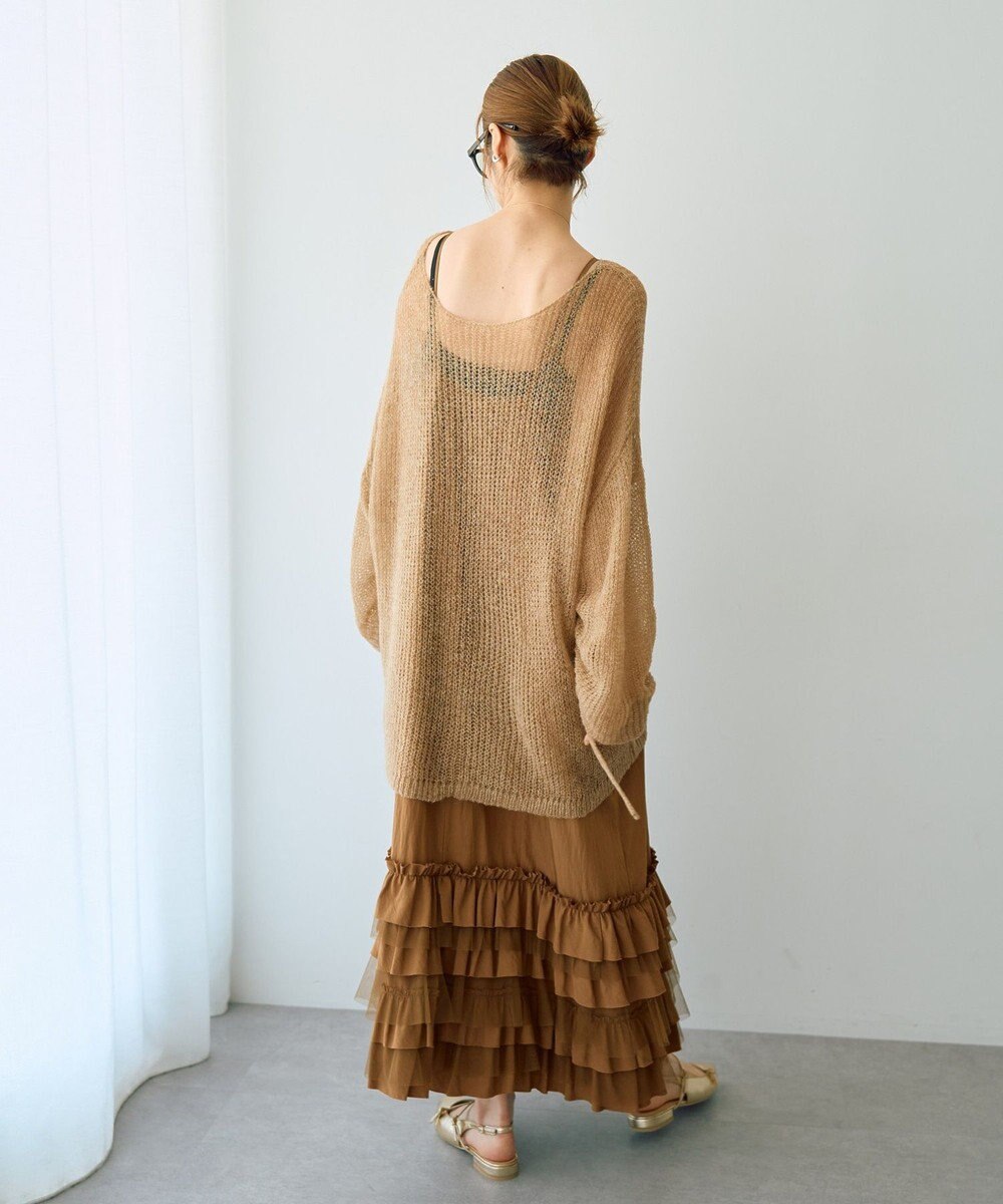 YECCA VECCA 袖シャーリングシアーニット 