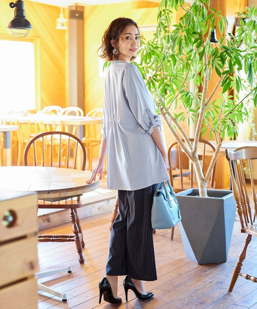 Tiaclasse 【洗える】大人可愛い衿ギャザーミディアムコート 