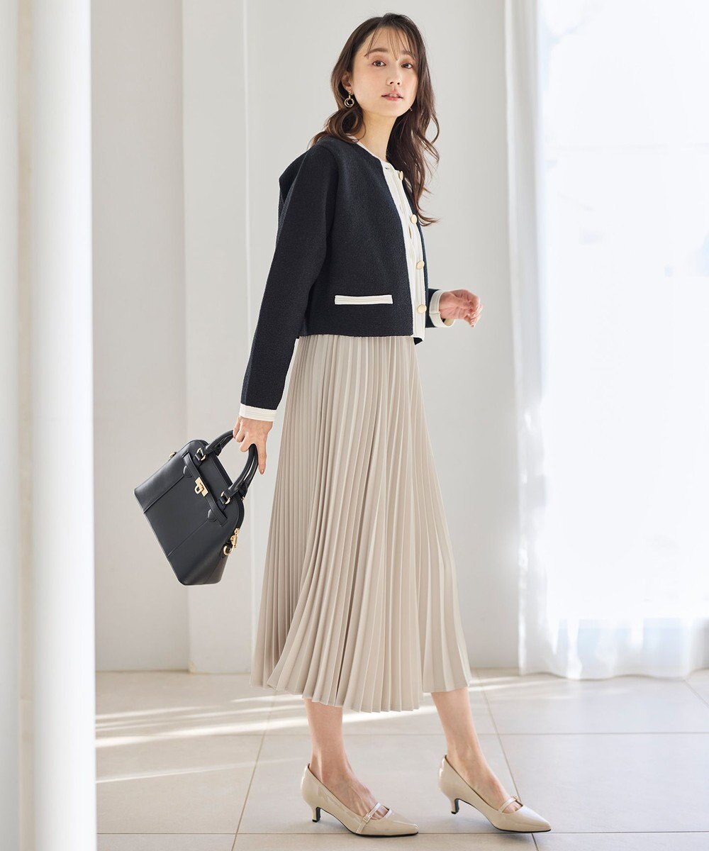 ANY SIS S バイカラーラメニット カーディガン 