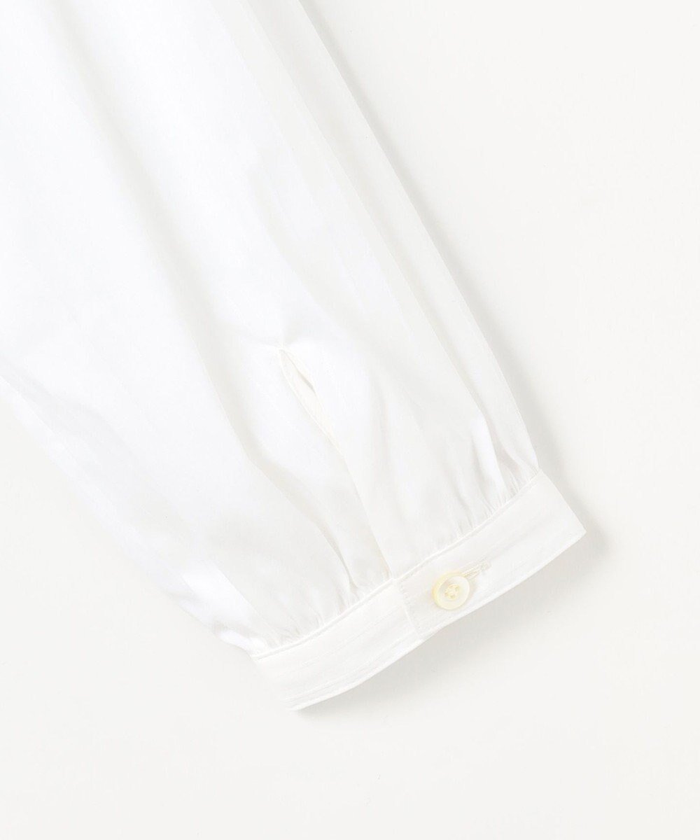 J.PRESS LADIES L BEZコットンナイロン ストライプ フリル襟 ブラウス 