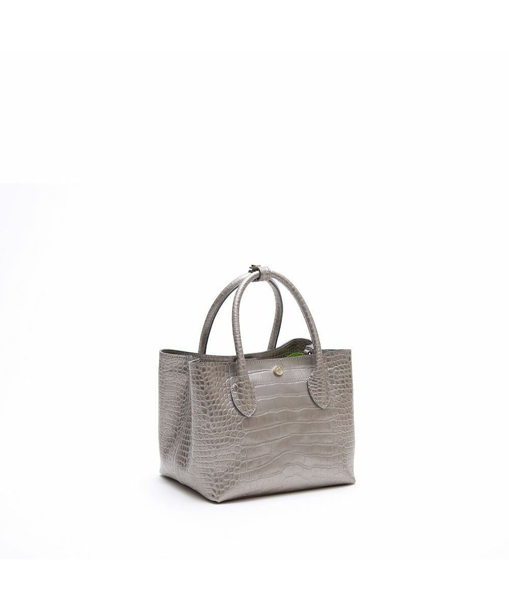 A.D.M.J. 【牛革】クロコ型押しキューブトート21cm(ショルダーストラップ付) 