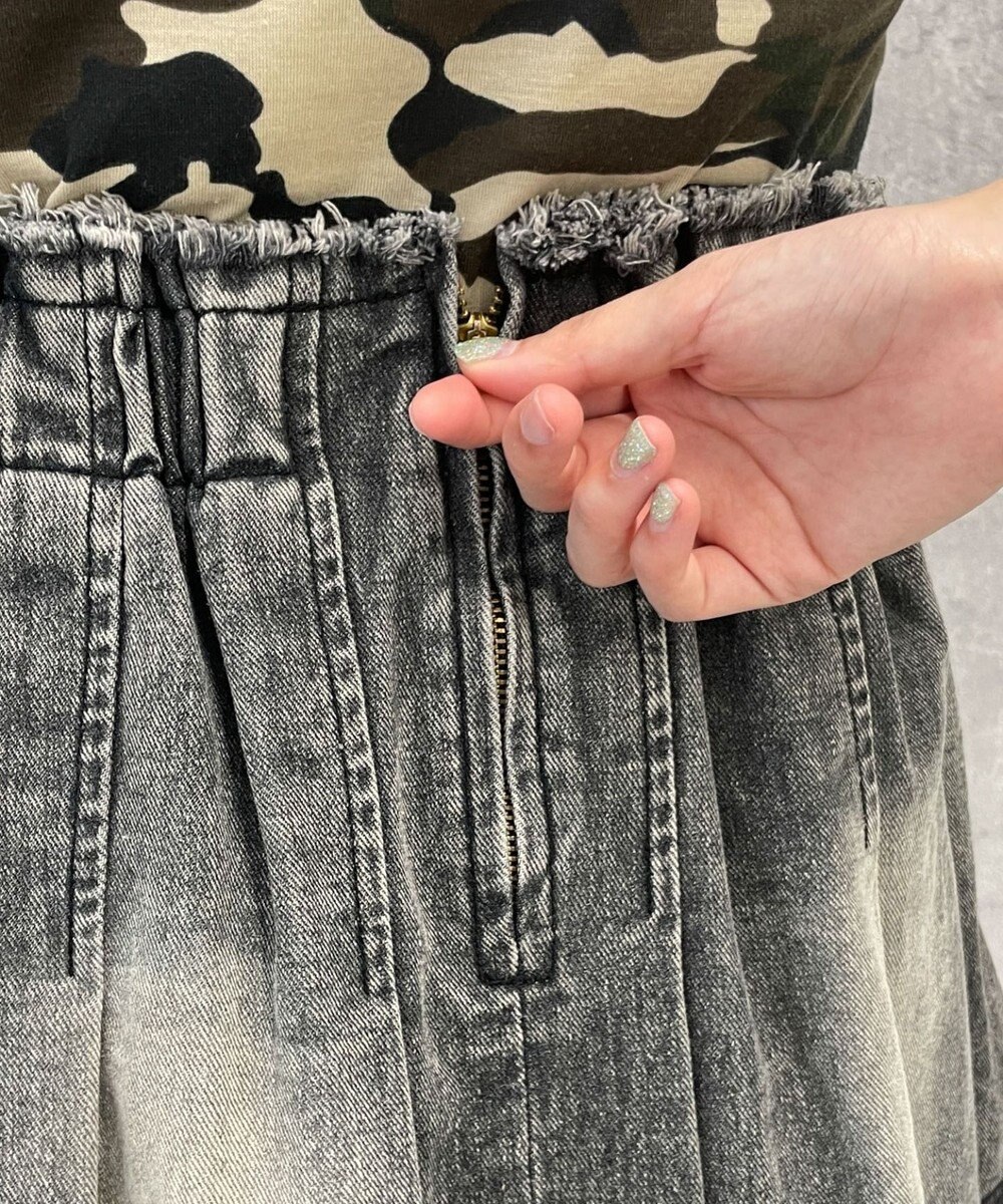 WEGO ヴィンテージウォッシュデニムプリーツスカパン 