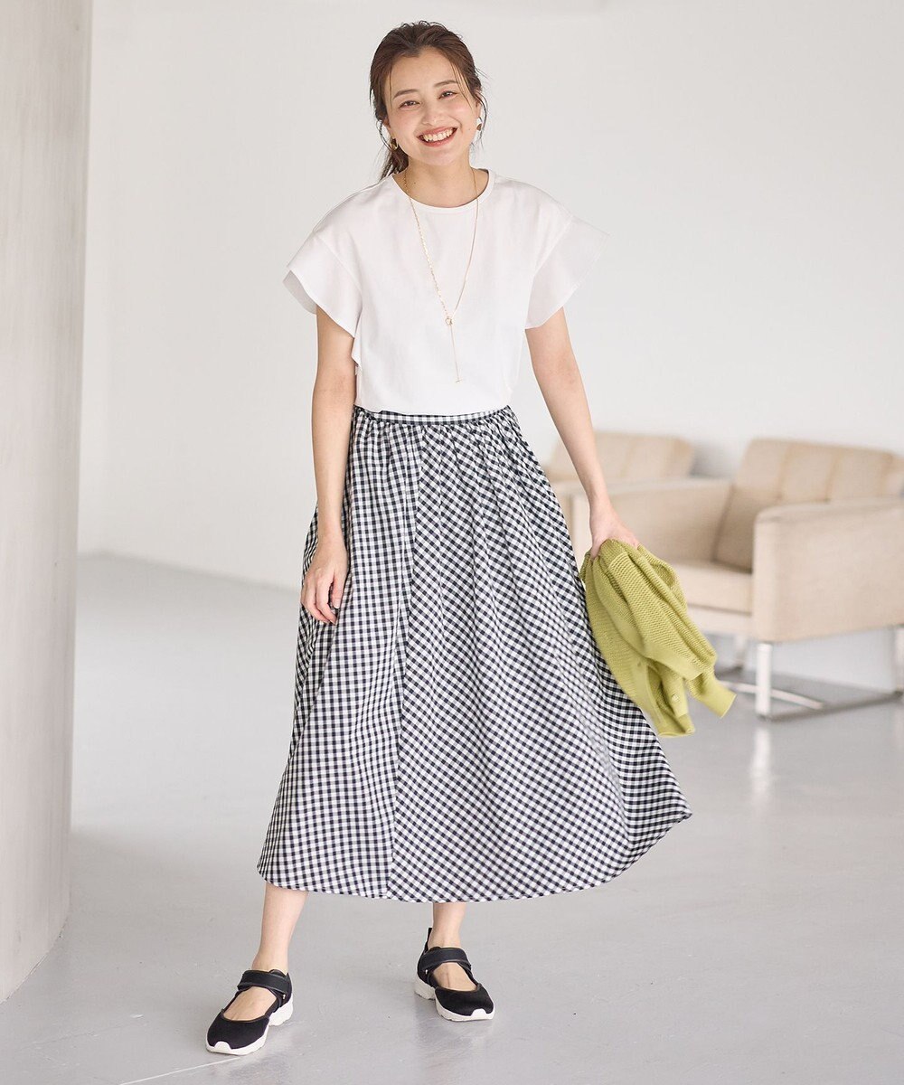 ANY 異素材コンビフリルスリーブプルオーバー 