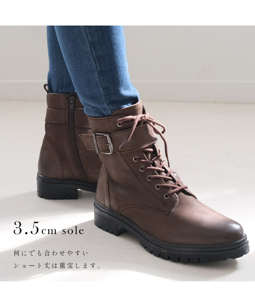 Pointer 本革 足首ベルトレースアップブーツ 