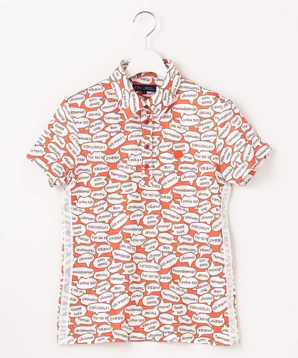 23区GOLF 【WOMEN】【吸水速乾/UVカット】YELL総柄プリントポロシャツ 