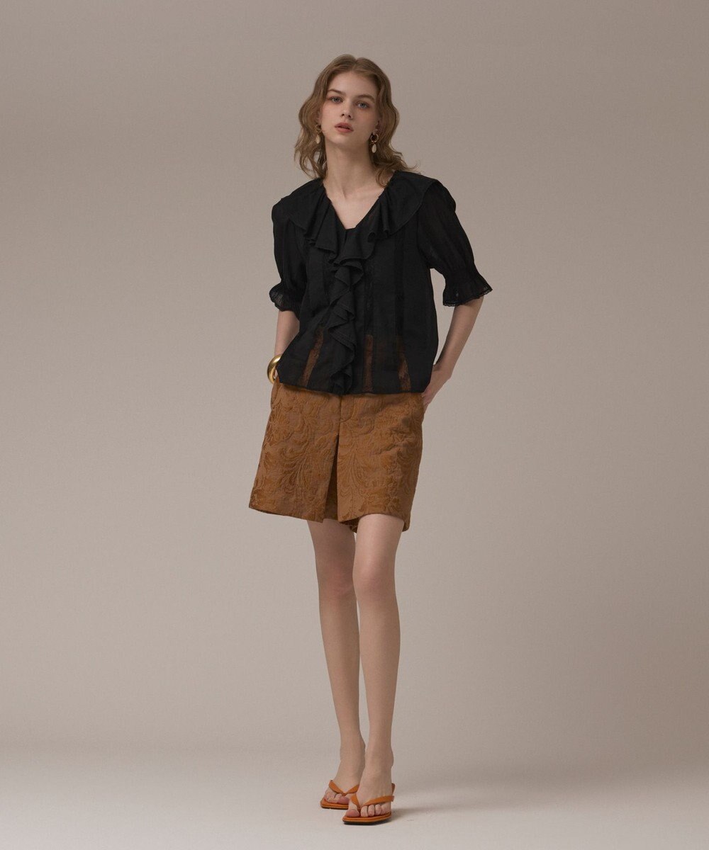 GRACE CONTINENTAL コットンフリルカラーブラウス 