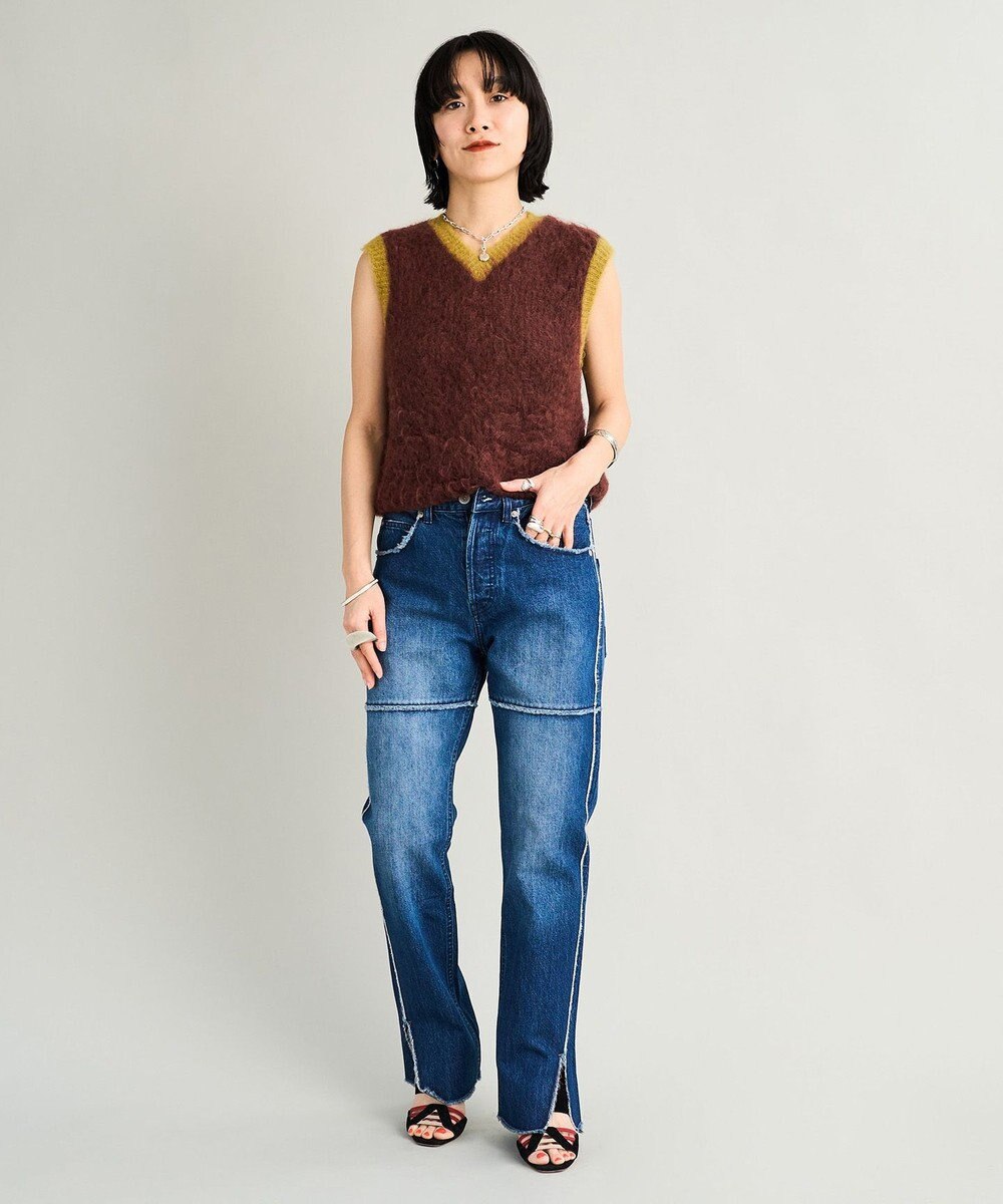 woadblue 【157】SLIT STRAIGHT REMAKE PANTS デニムパンツ 