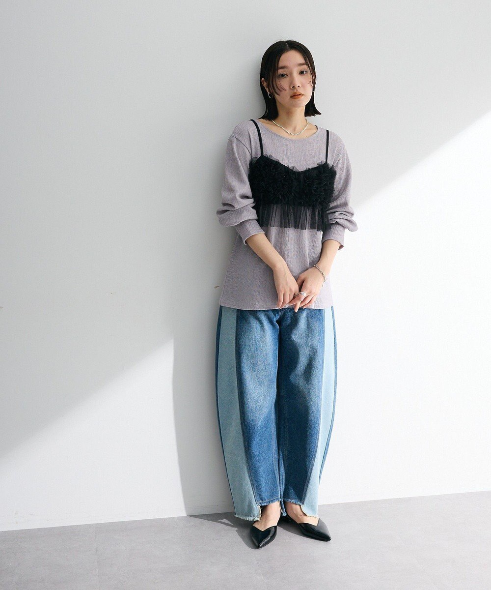 Green Parks ＳＥＴ２点チュールビスチェ＋表面感プルオーバー 