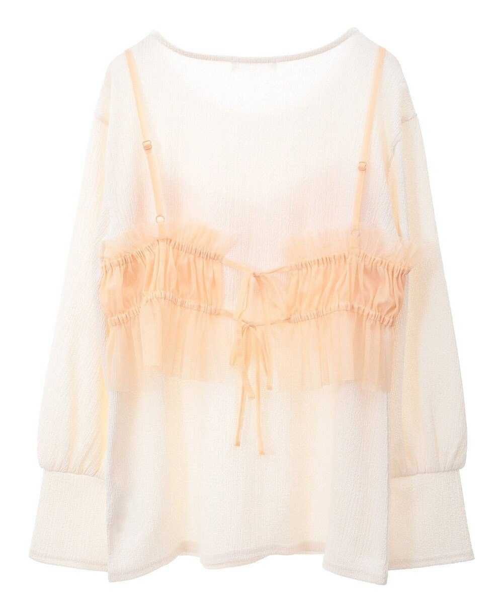 Green Parks ＳＥＴ２点チュールビスチェ＋表面感プルオーバー 