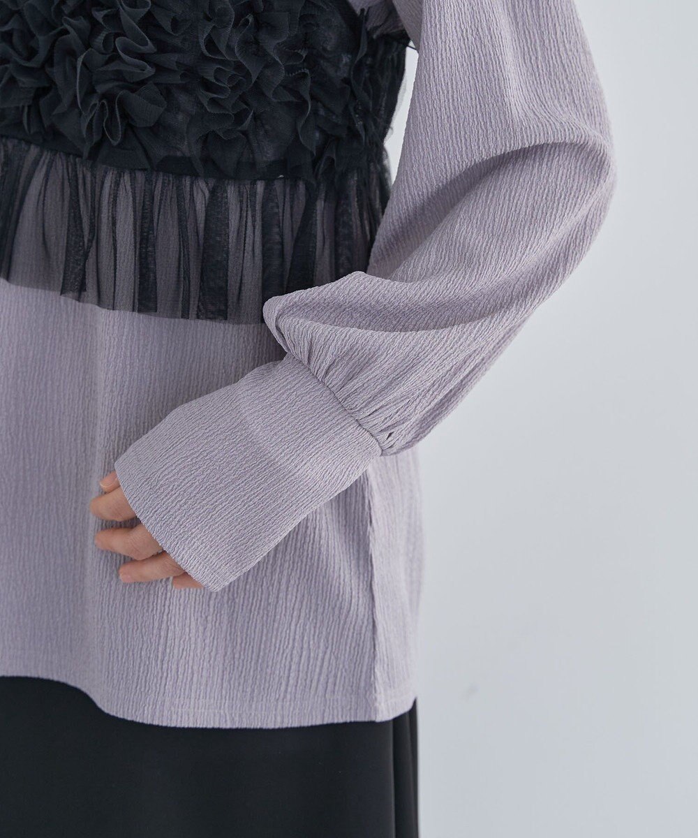 Green Parks ＳＥＴ２点チュールビスチェ＋表面感プルオーバー 