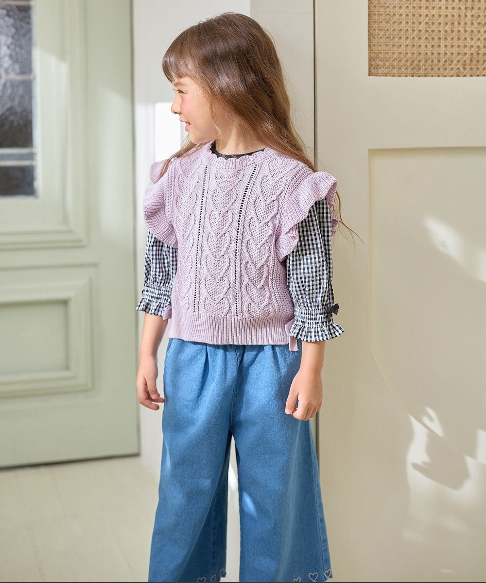 ANY KIDS ハート ケーブル ニット ベスト 