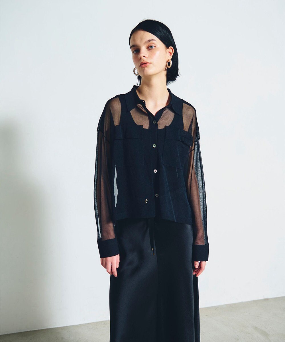 GRACE CONTINENTAL ニットシアーシャツ 