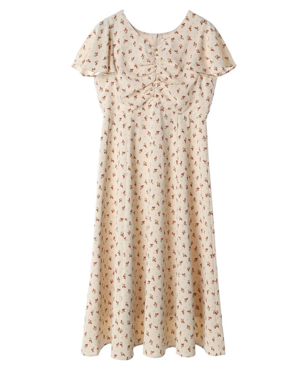 earth music&ecology フロントギャザーフラワーワンピース 