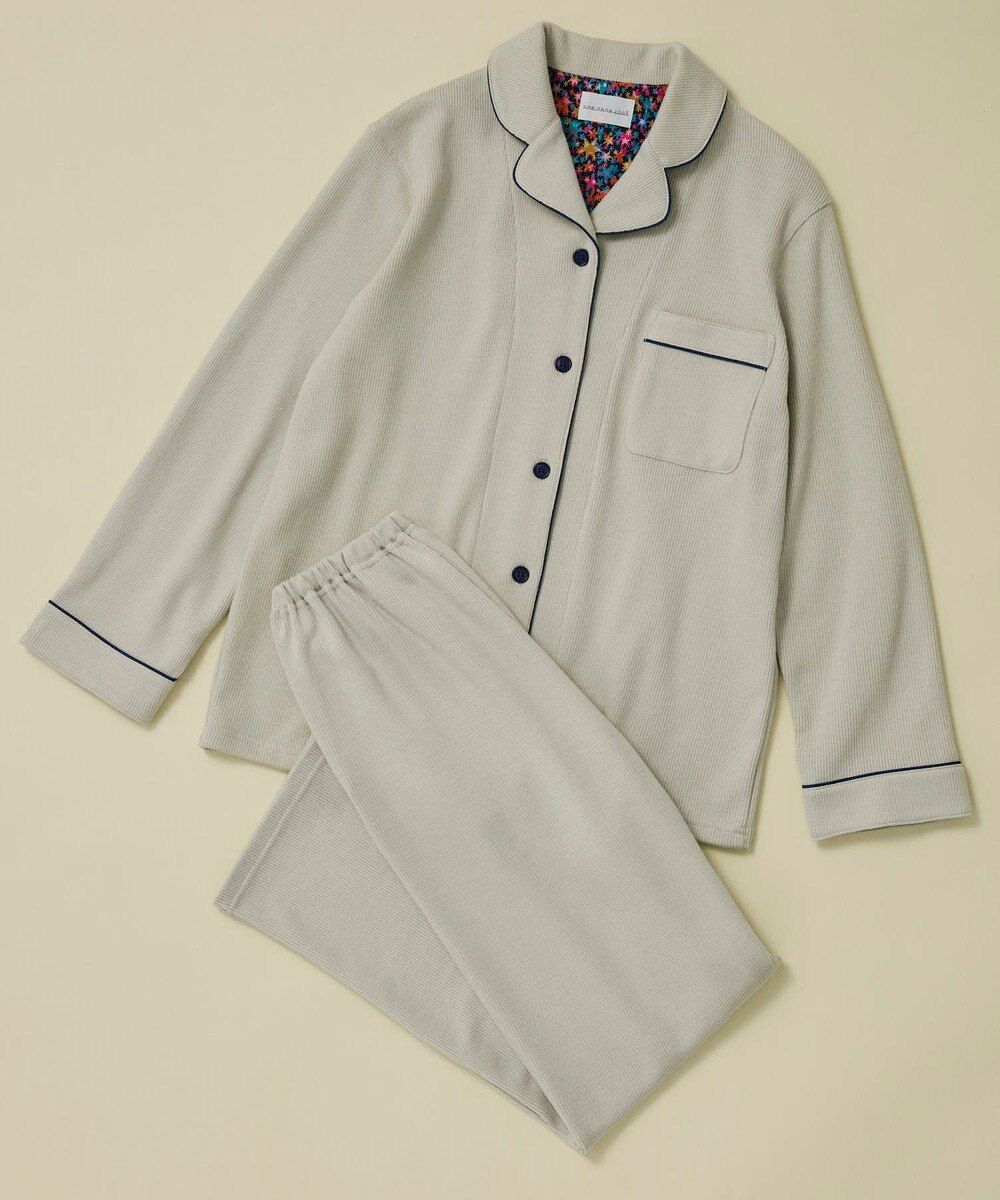 une nana cool 【綿混】ソフトコットンリブ 長袖開襟パジャマ MADE WITH LIBERTY FABRIC 