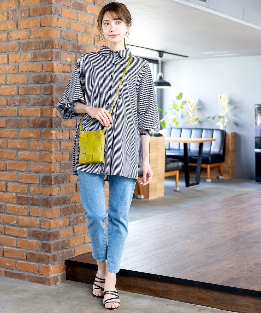 Tiaclasse 【洗える】パフ袖シャツチュニックブラウス 