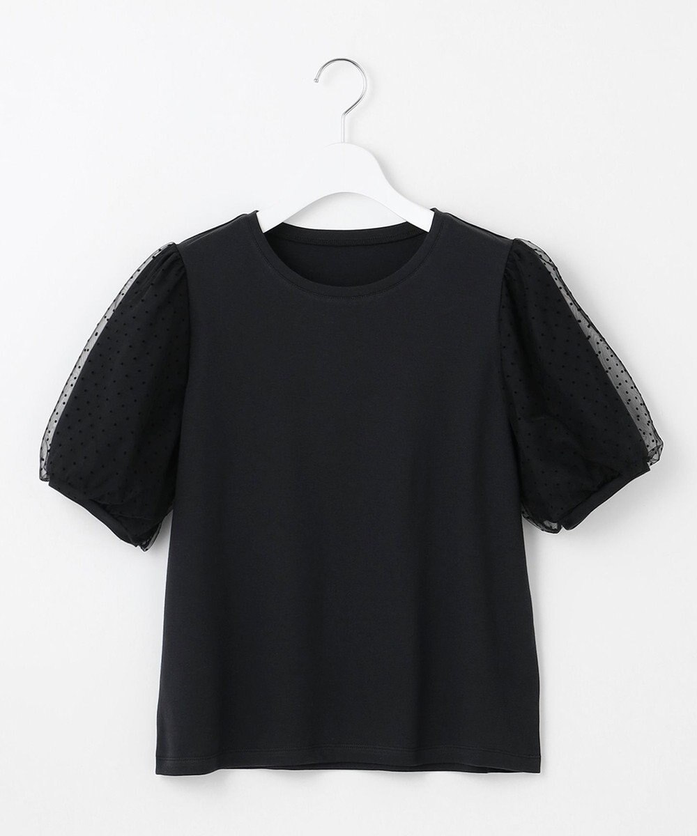 Feroux 【汗ジミが目立たない・洗える】チュール袖パフスリーブ Tシャツ 