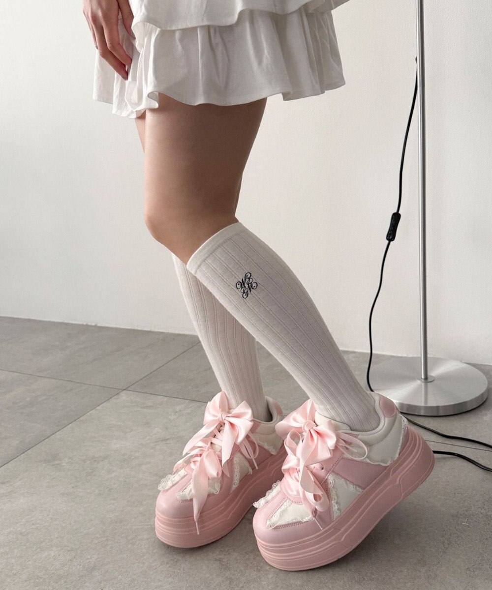 WEGO ダブルリボンフリルスニーカー 
