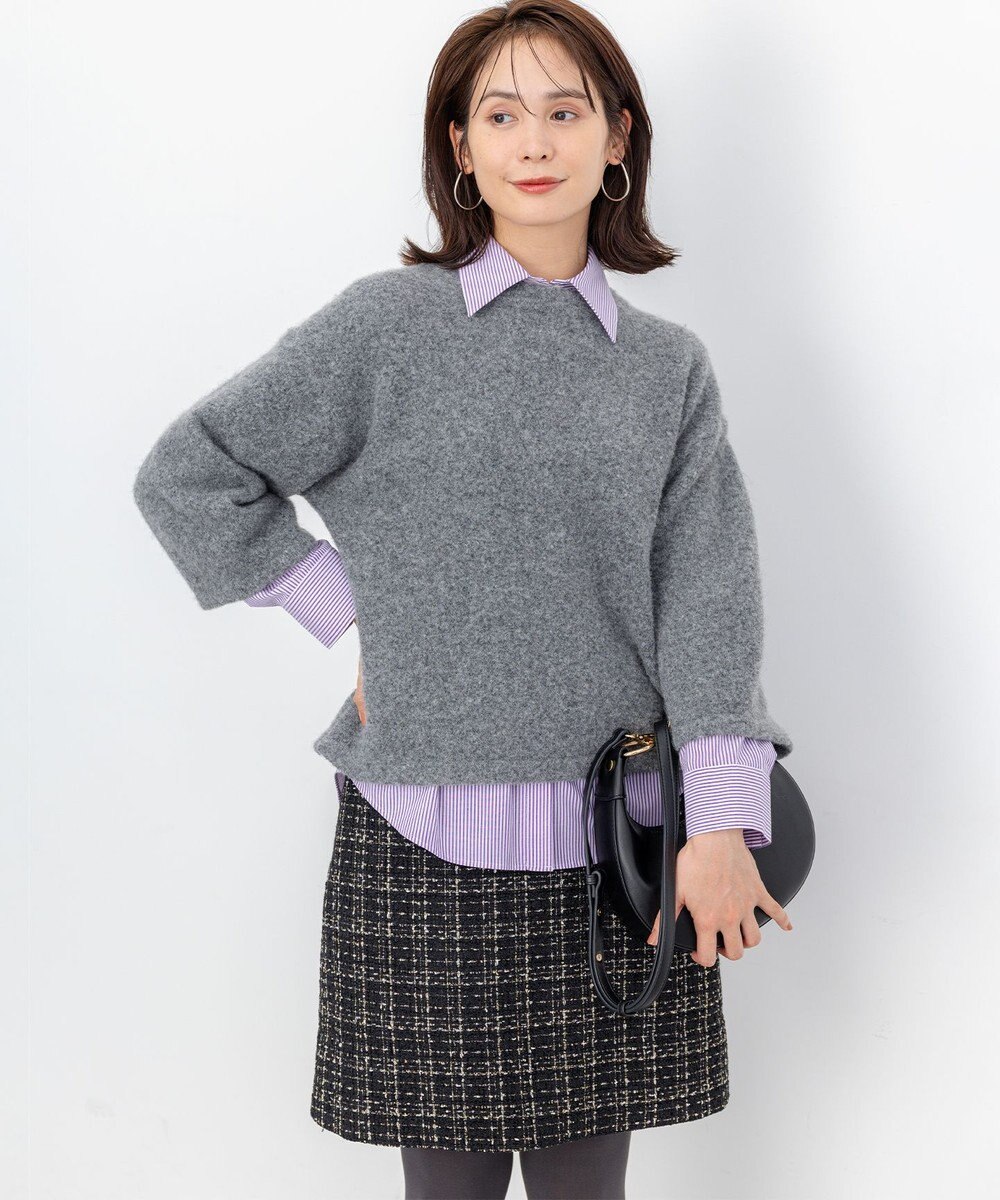 組曲 ラメステッチツイード スカート 