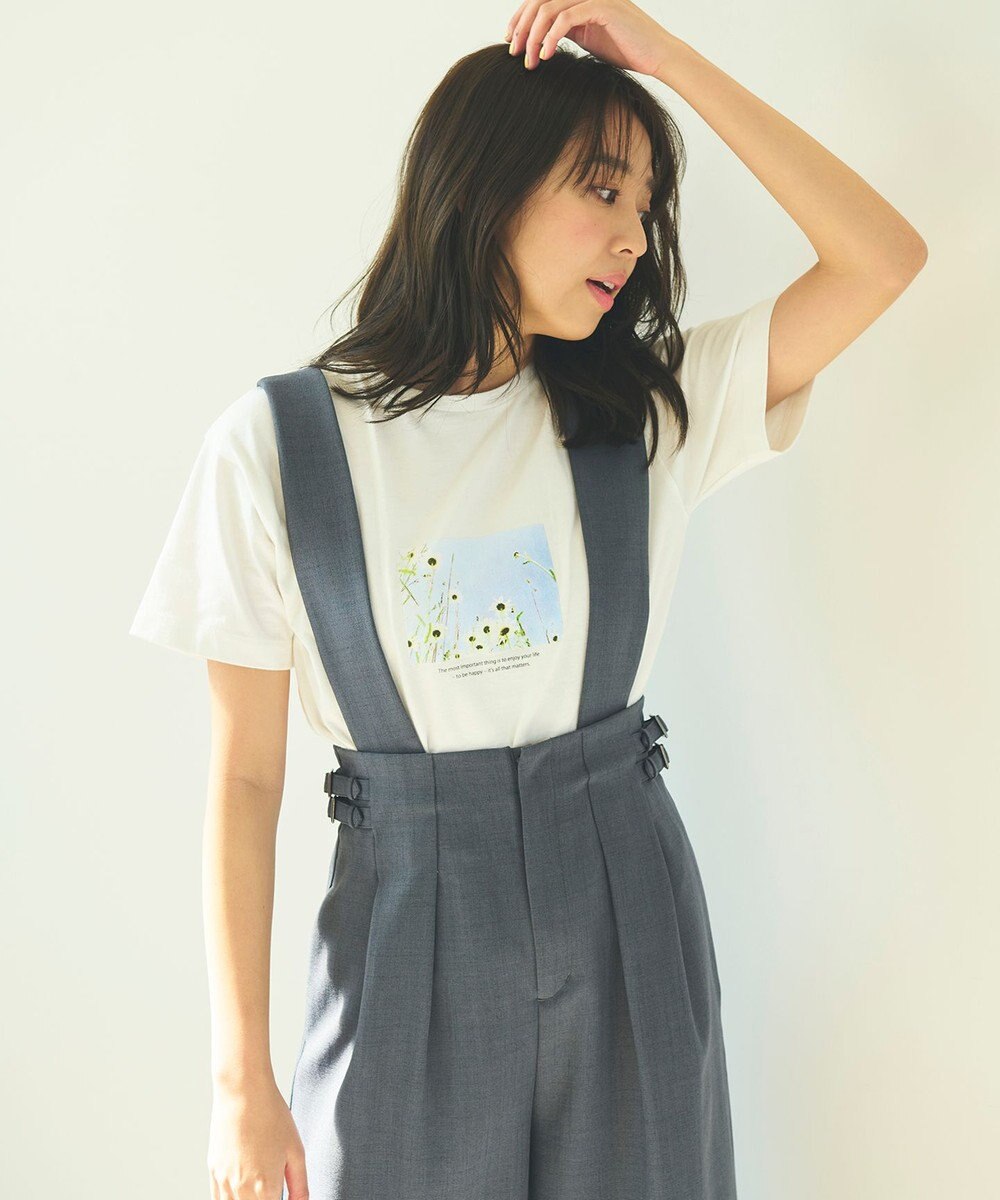 Feroux フラワーフォトプリント Tシャツ 