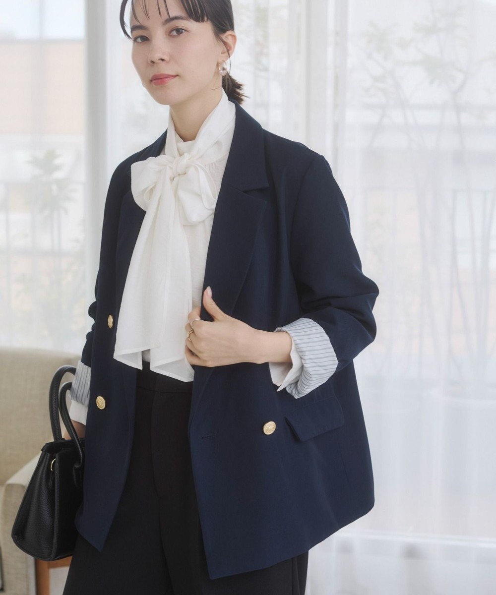 WEGO 【ANGIE VINTAGE/S/Mサイズ展開 / オケージョン対応 / セレモニー対応】ゴールドボタン テーラードジャケット / 金ボタン ダブル ブレザー 