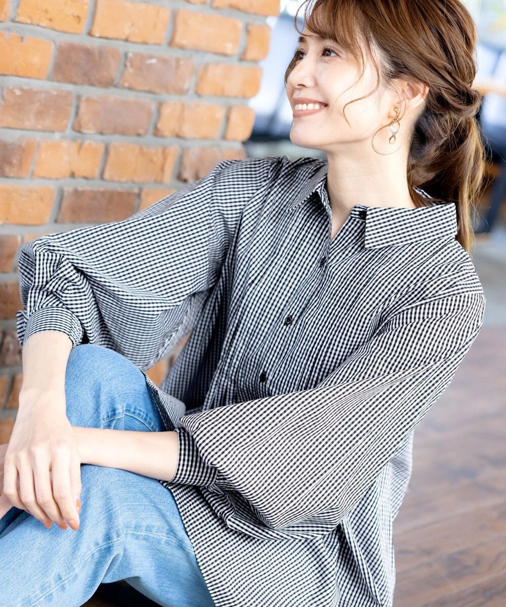 Tiaclasse 【洗える】パフ袖シャツチュニックブラウス 