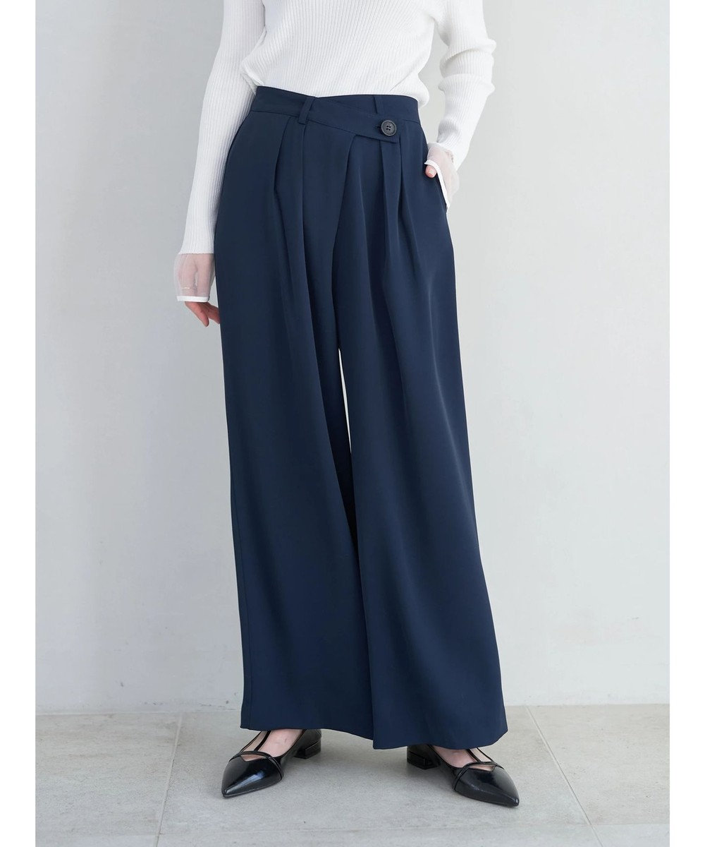 YECCA VECCA ウエストデザインタックパンツ Navy