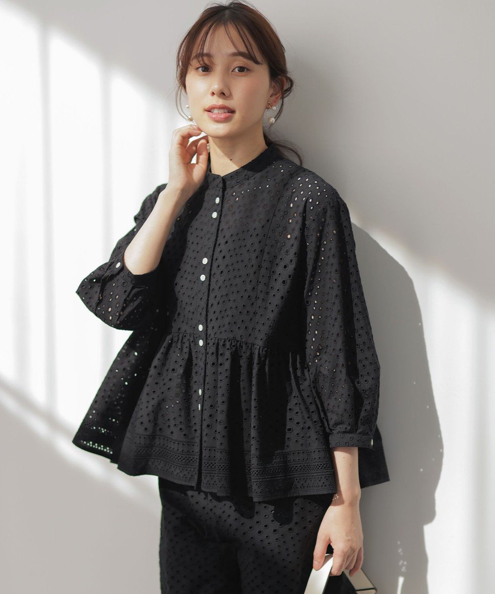 組曲 【先行予約】エンブロイダリーレーススタンドネック ブラウス 