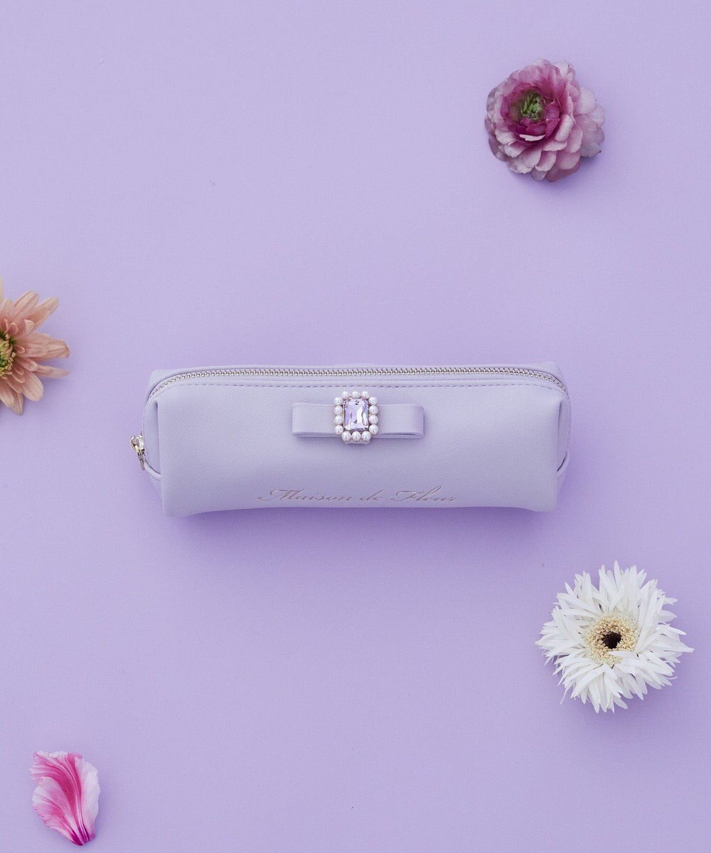 Maison de FLEUR パールビジュー合皮リボンロングポーチ 