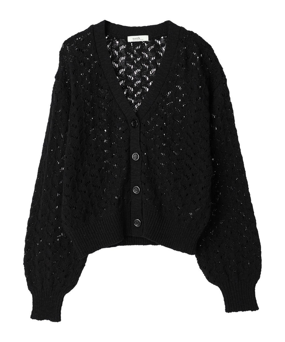 earth music&ecology スラブコットンレース編みカーディガン 