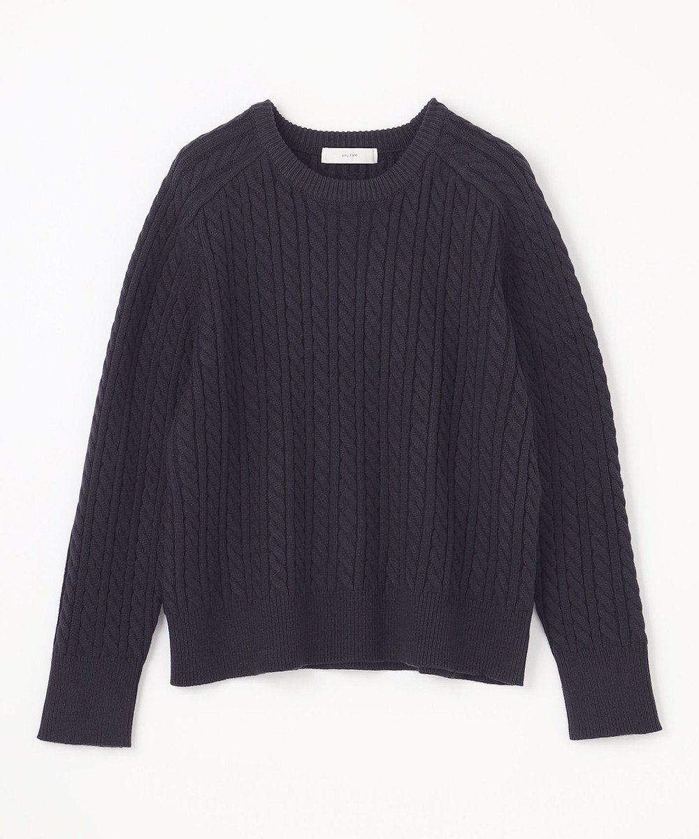 ANY L 【洗濯機可】クロップド丈ケーブルニット 