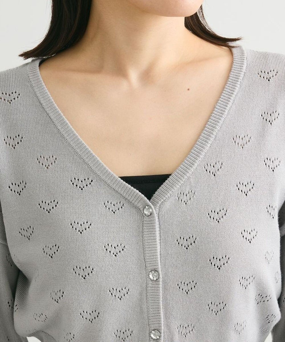 Green Parks ・ｓｗｉｎｇ　ｂｙ　ハート柄スカシニットカーディガン 