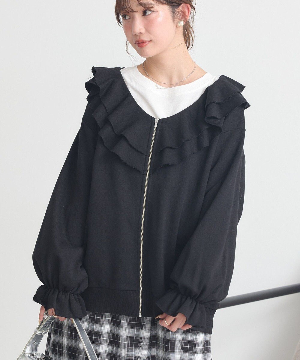 earth music&ecology 【裏毛】フリルカラーＺｉｐウラケブルゾン 
