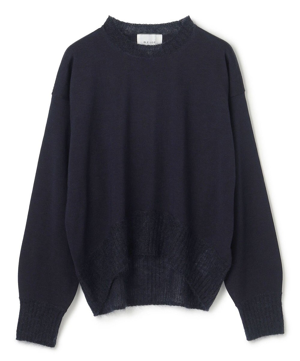 BEIGE， 【洗える】LA MONNAIE / モヘアMIXクルーネックニット 