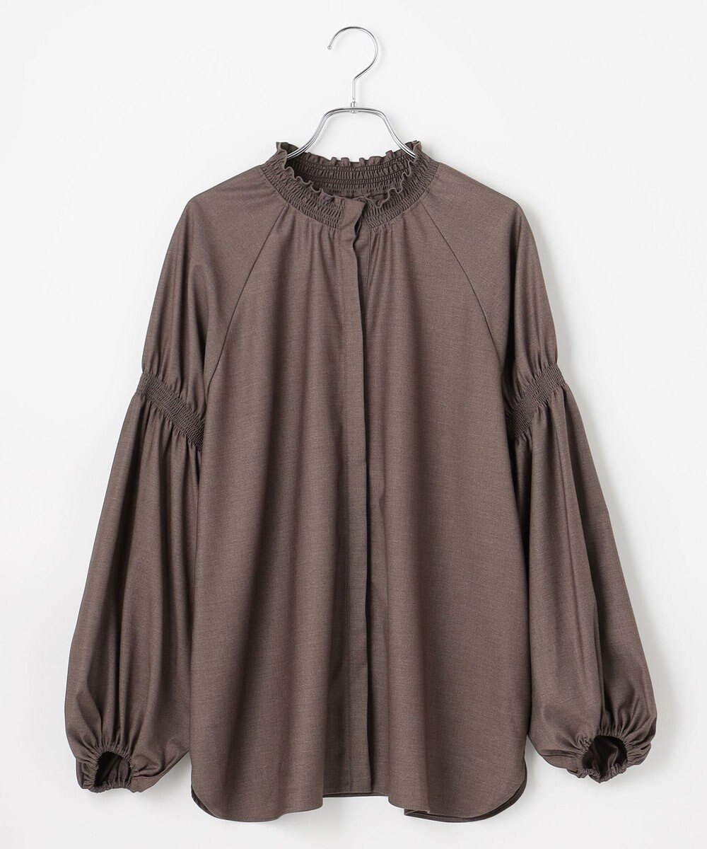 #Newans 【洗濯機可/しわになりにくい】シャーリングネック ボリュームスリーブブラウス 