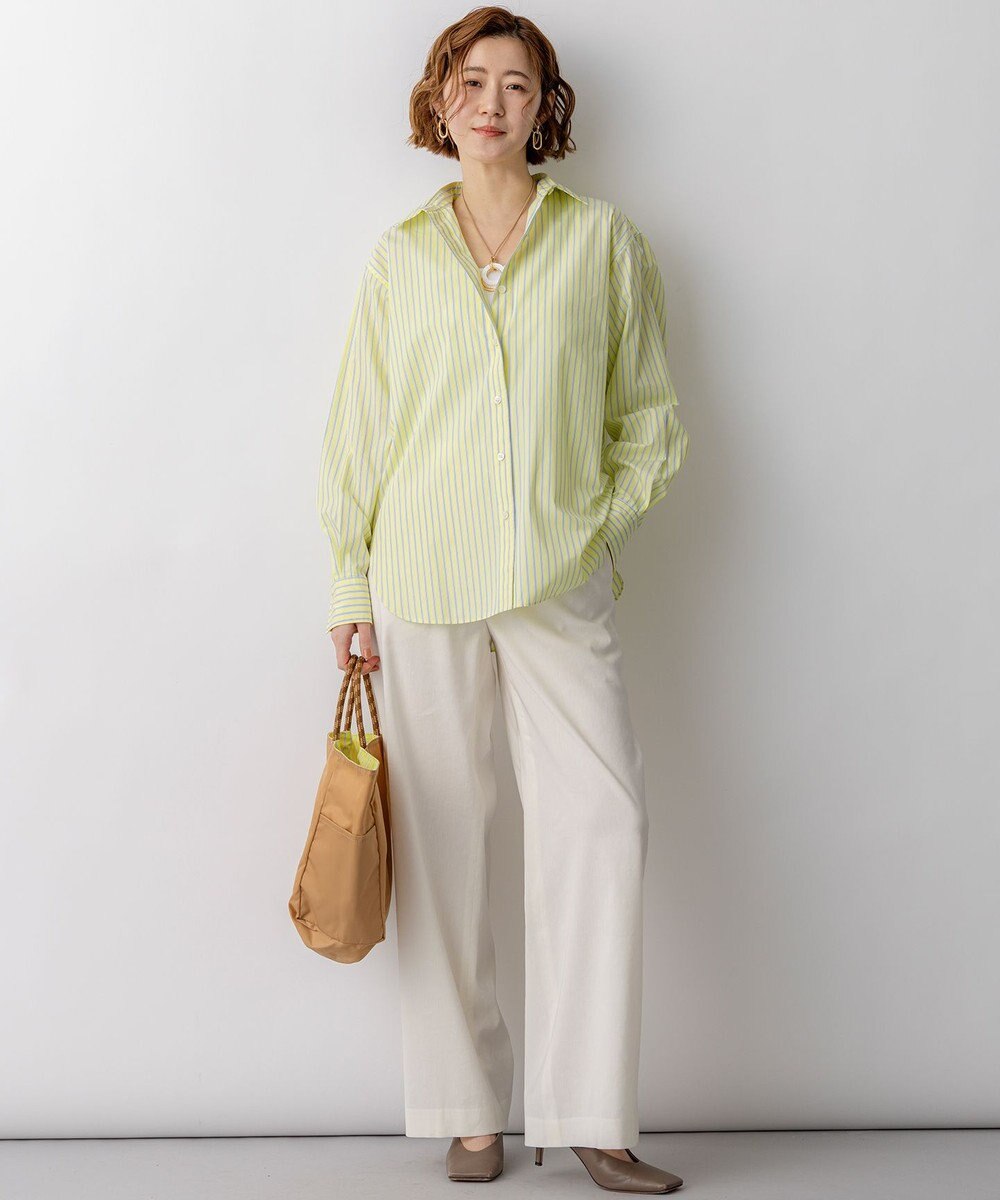 23区 リネンレーヨンストレッチ ワイドパンツ 