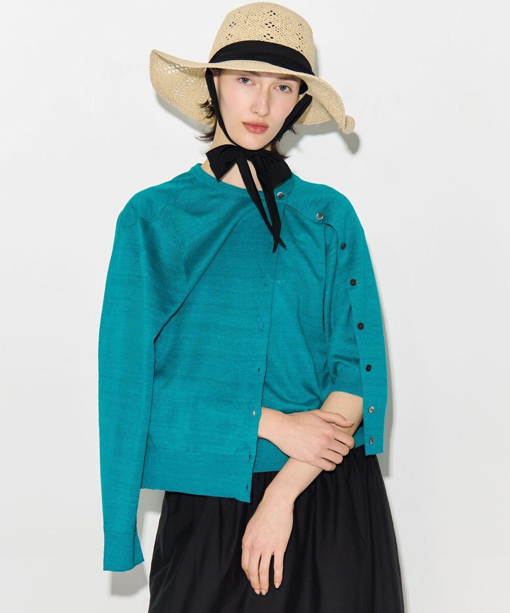 23区 【先行予約/見上愛さん着用】ピュアリネンハイゲージ カーディガン 