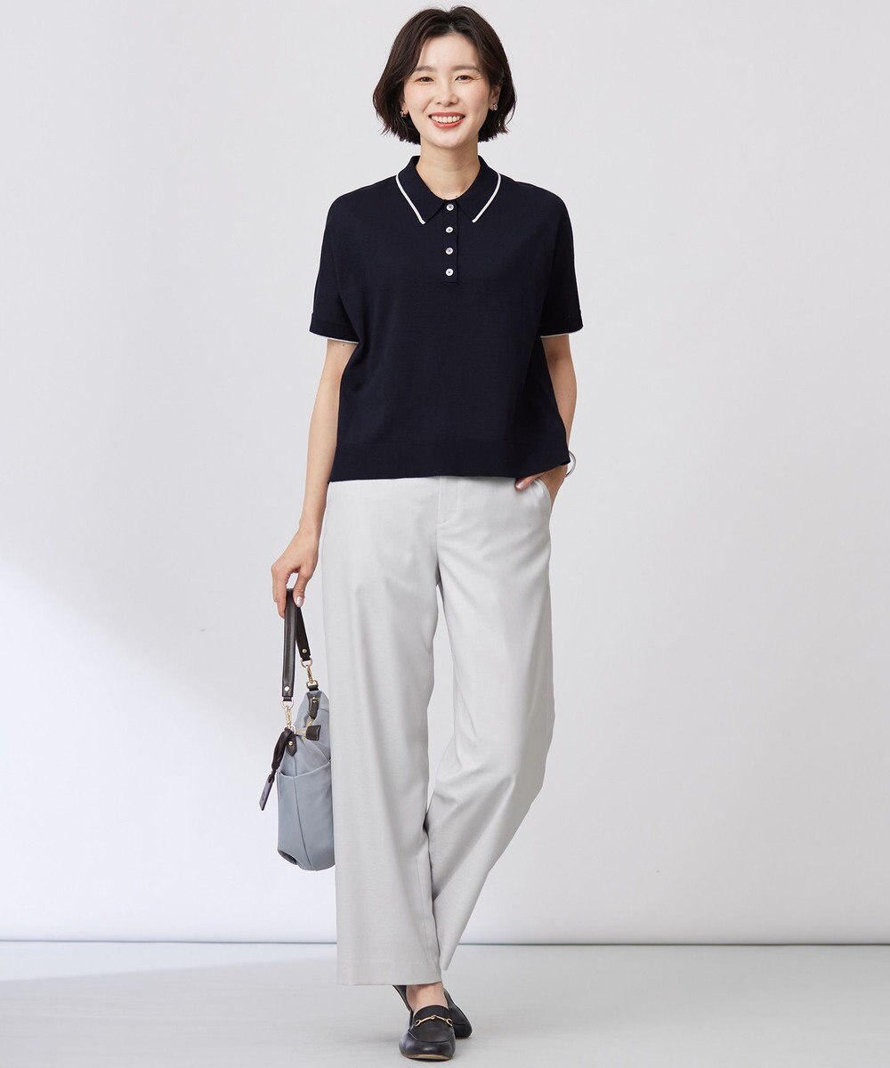 J.PRESS LADIES 【洗える】DRY COTTON ニットポロ 