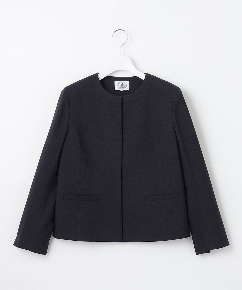 J.PRESS LADIES S ライトツイードストレッチ ノーカラー ジャケット 